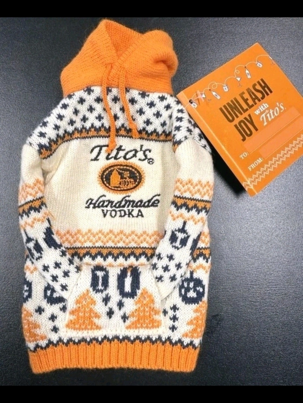 Limited Edition TITOS Vodka for Dog People Holiday bottle Sweater ~  Doll